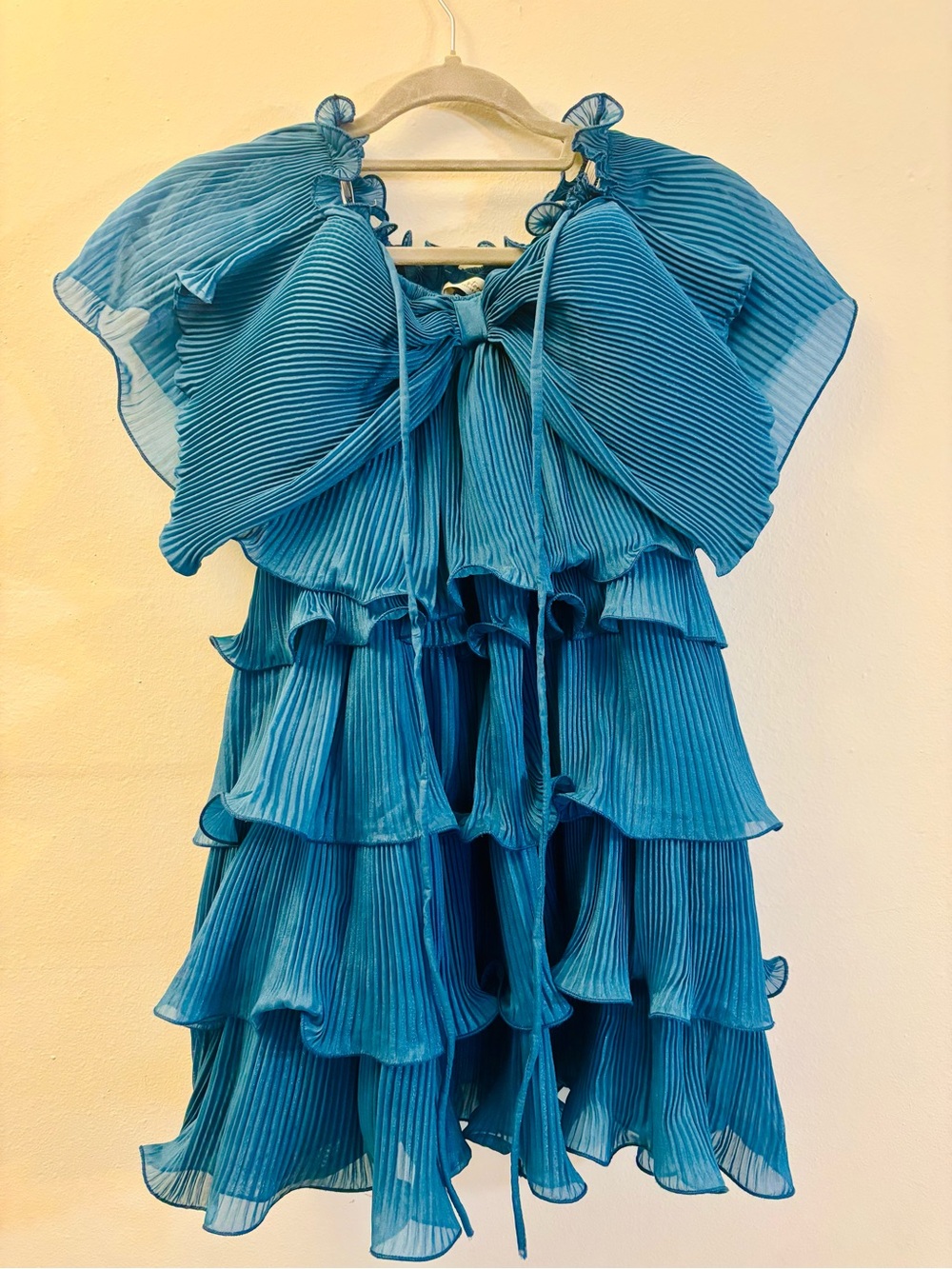 Babydoll Cupcake Tiered Ruffle Pleated Dress with Bow